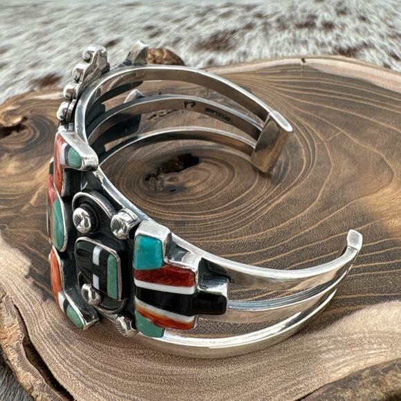 FEDERICO JIMENEZ Sterling Silver & Multi-Stone Rainbow Man Cuff Bracelet - Picture 3 of 6